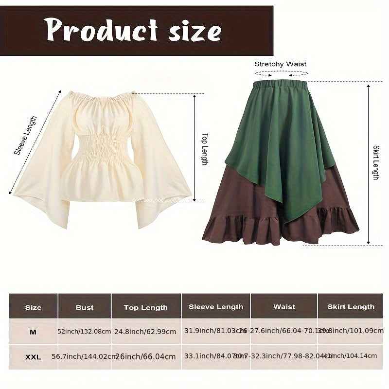 Women's Medieval Renaissance Dress Costume with Corset Belt & Pouch - Bohemian Style Medieval Attire, Scale/Impressions (Not Feathers), Standard Sizing (No Plus Size) for Renaissance Fairs, Medieval Parties, Historical Events