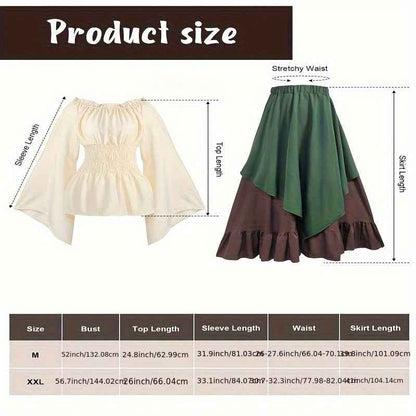 Women's Medieval Renaissance Dress Costume with Corset Belt & Pouch - Bohemian Style Medieval Attire, Scale/Impressions (Not Feathers), Standard Sizing (No Plus Size) for Renaissance Fairs, Medieval Parties, Historical Events