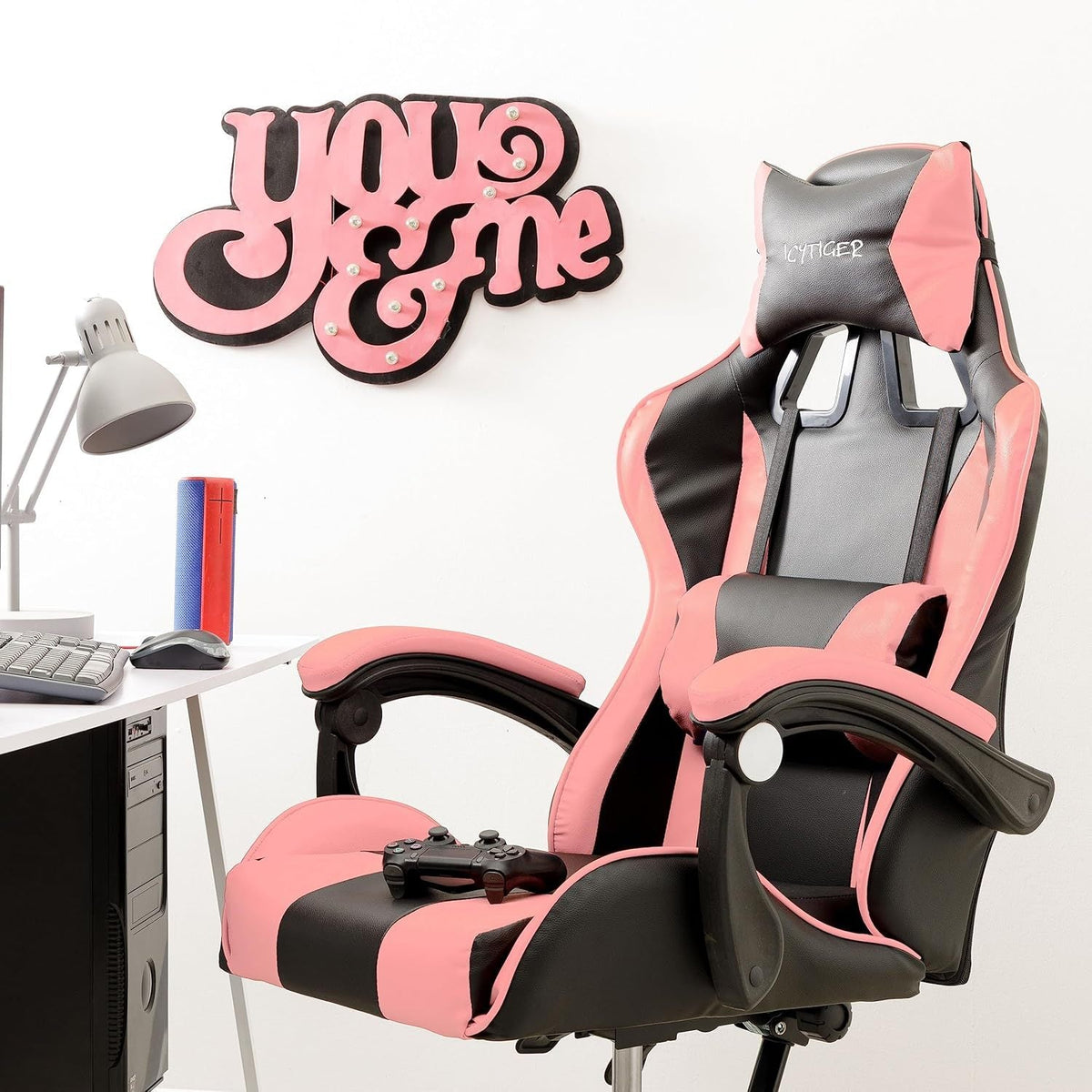 Baroni Home Gaming Chair, Ergonomic Office Chair with Adjustable Backrest, Headrest And Lumbar Support SS69