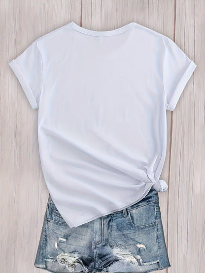 180g Women's Casual Crew Neck Short Sleeve T-Shirt, 100% Knit Fabric, All - Season Comfort Fit with Bold Pop Art Graphic Print, Round Neck Athletic Top for Adults, Everyday Tshirt | Artistic Fashion | Machine Washable, Ladies T - SS69