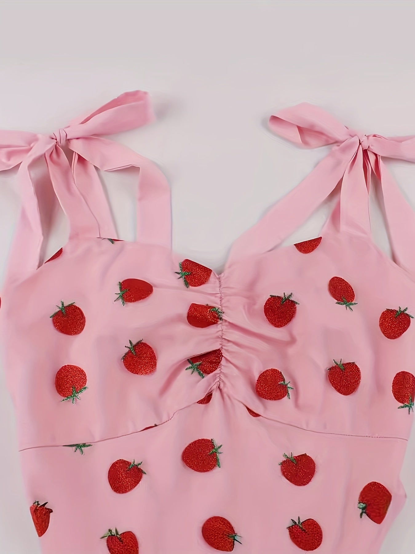 Women's 1950s Retro Vintage Dress Adjustable Spaghetti Straps Mesh Strawberry Swing Dress Cocktail Dress SS69