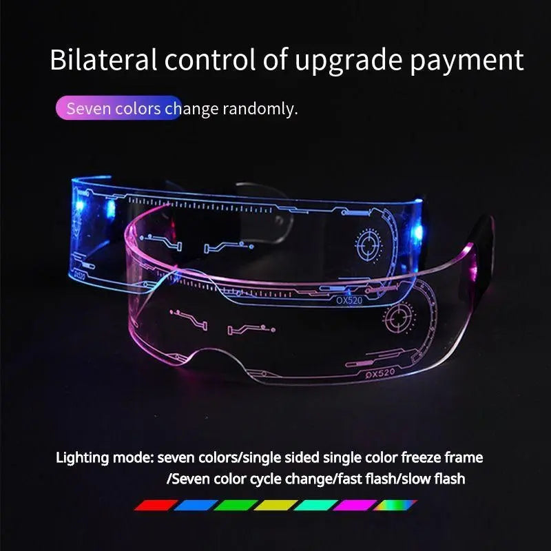 1PC LED Glasses Punk Style Light Up Glasses With Fantasy 7 Colors - SS69