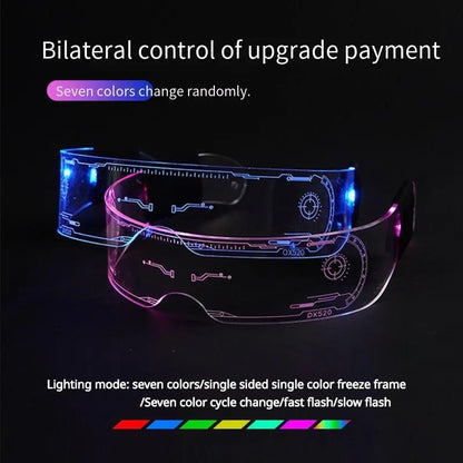 1PC LED Glasses Punk Style Light Up Glasses With Fantasy 7 Colors - SS69