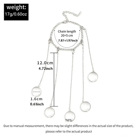 1Pc Ins Style Hiphop Punk Silver Color Ring & Bracelet Combo Five Finger Connected Mitten Rings For Women Daily Wear Or Party SS69