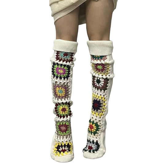 Cozy Winter Thigh Socks - Long Knit Over Knee Stockings - Boho Leg Warmers Crochet SS69 17.69 White / One-size