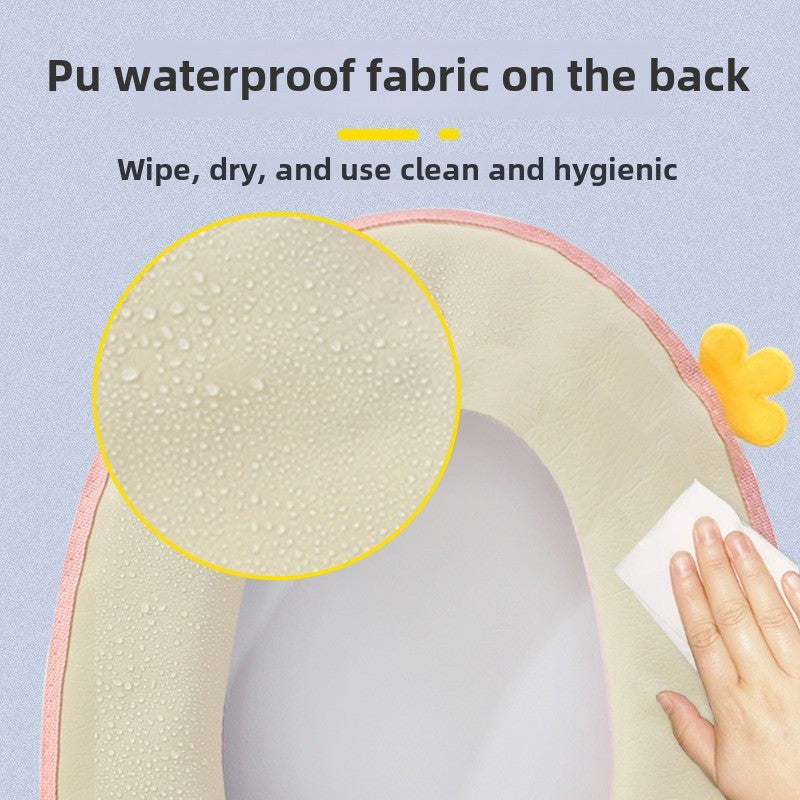 2pcs/3pcs Winter-Themed Toilet Seat Cover Set, Soft Plush Padded Covers, with Embroidered Cartoon Design, Easy to Clean, Portable, with Zipper Closure for All Seasons SS69