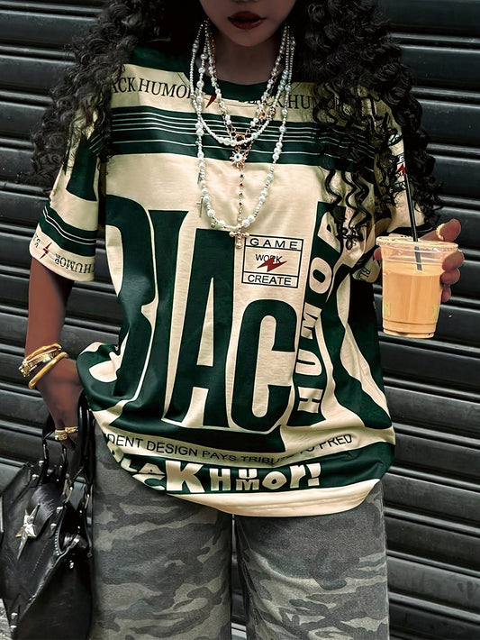 European And American Trendy Sports Style Round Neck Printed T-Shirt SS69