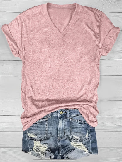 5 Solid Color V-Neck T-Shirts, Casual Short-Sleeved T-Shirts Spring And Summer, Women'S Clothing SS69