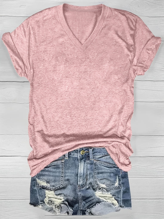 5 Solid Color V-Neck T-Shirts, Casual Short-Sleeved T-Shirts Spring And Summer, Women'S Clothing SS69
