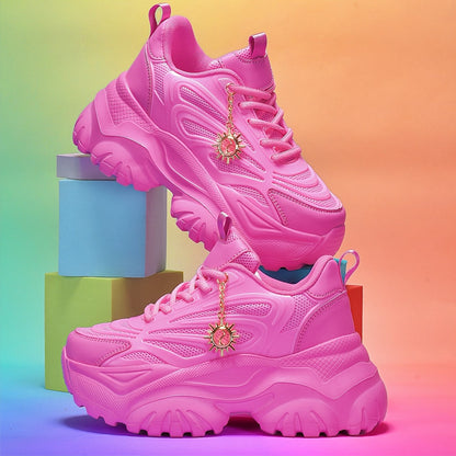 Women's Pink Fashion Skate Shoes with Sunflower Charm - Lightweight, Breathable Mesh Upper, EVA Sole for Shock Absorption, All-Season Comfort, Soft and Stylish Design for Casual Wear SS69