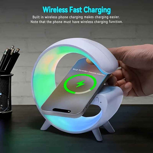 RGB Night Light with 256 Color Changes Fast Wireless Charging Phone Bedside Lamp Ambient Lighting Bluetooth Speaker Alarm Simulation Clock Timer Desktop Decor Smart Home for Samsung for iPhone 17 AirPods Sunrise Simulation Fu