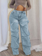 Women'S Hip Hop Vintage Wide-Leg Straight High-Waisted Jeans Classic Loose Jeans