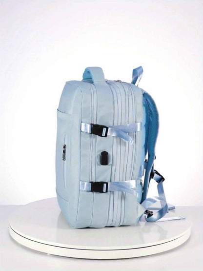 [Lightweight|Large Capacity] Lightweight Large Capacity Backpack | 15.6" Tablet/15" Laptop Compatible, 20+1 Compartments, Padded Shoulder Straps, Golden-Tone Hardware, Soft Shell School Travel Backpack for Women & Men, White