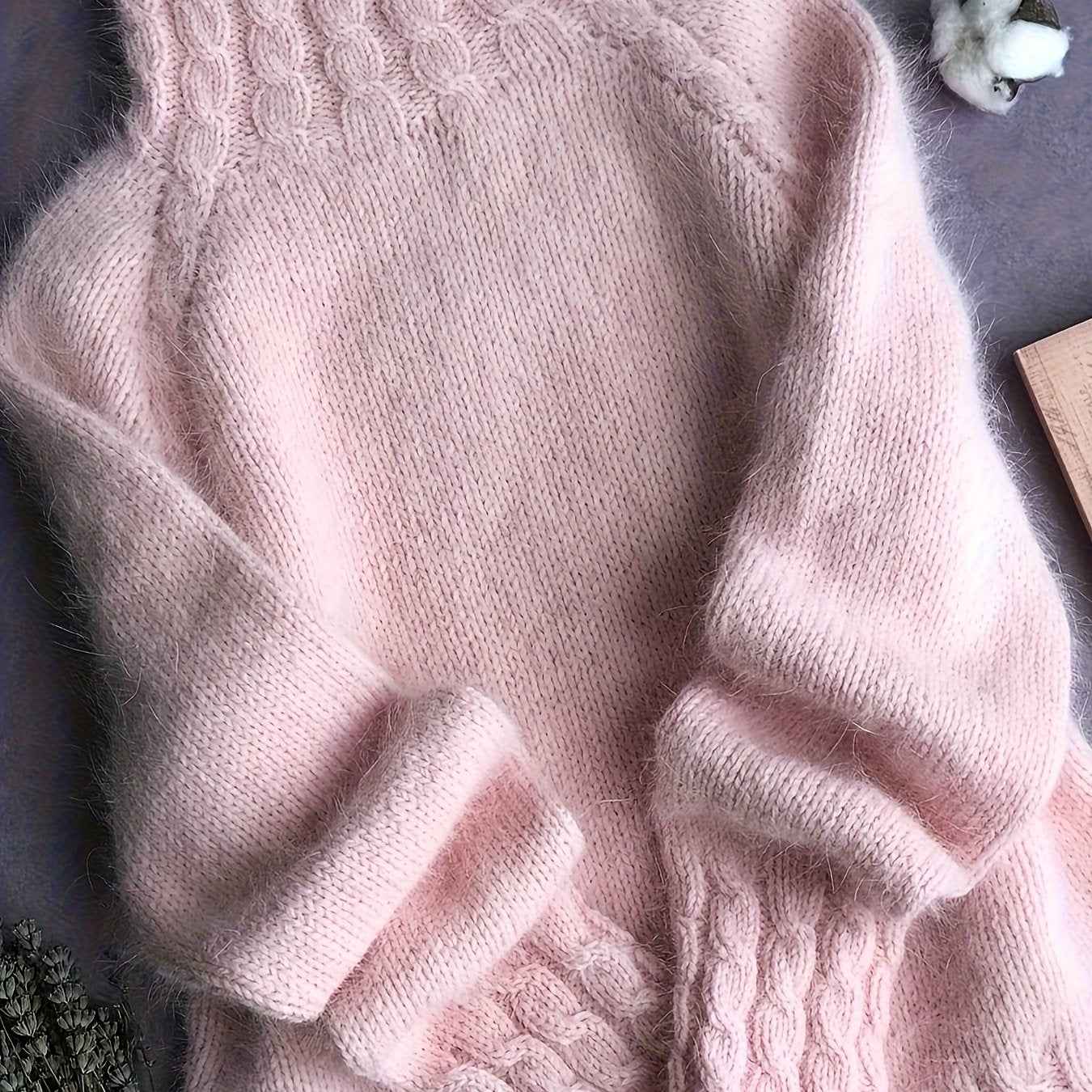 Plus Size, Women's Thick Warm Sweater - Soft Elegant High Neck Pullover Sweater Suitable for Fall/Winter, Cozy Winter Sweaters 2025 New Arrival Solid Color Blouses