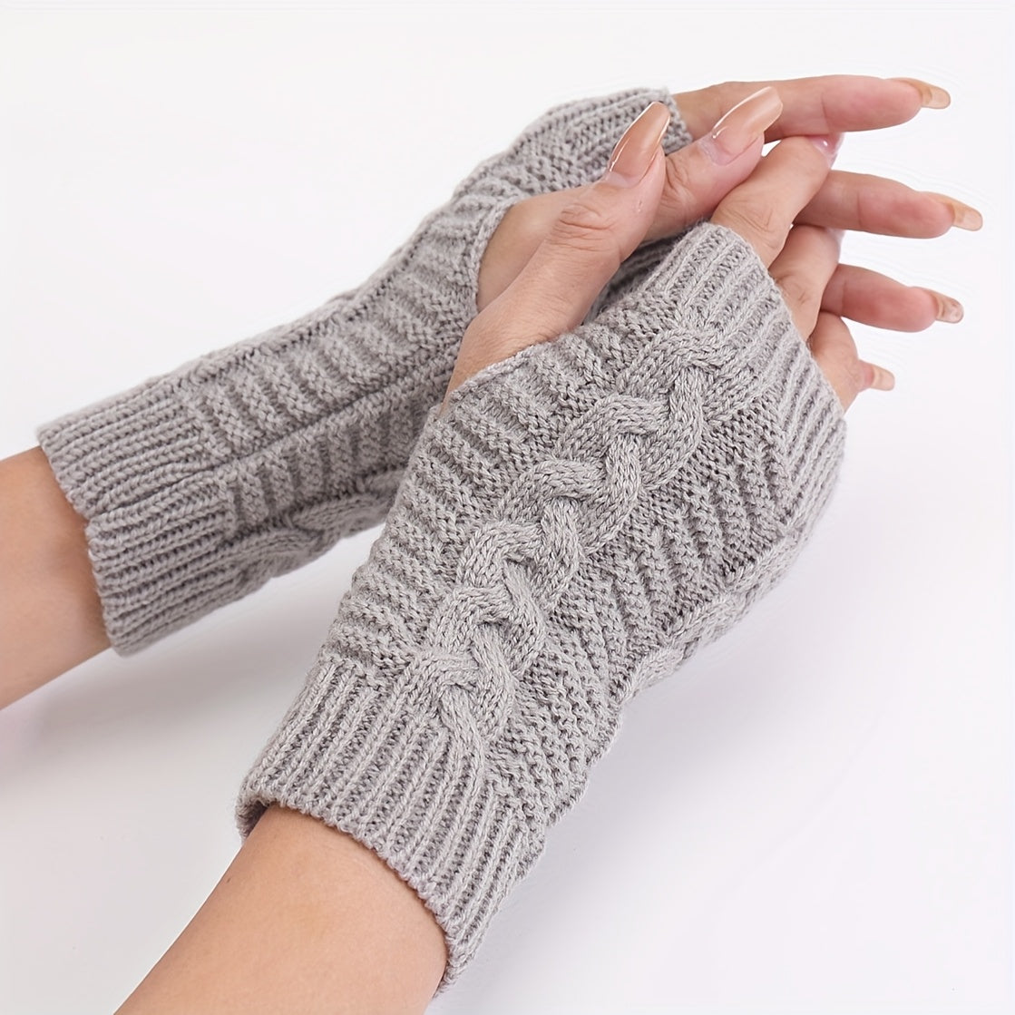 [Cozy Comfort] Women'S White Half-Finger Gloves - Elastic Fingerless Warmth, Stretchy & Comfortable for Winter Touchscreen Use, Winter Gloves SS69