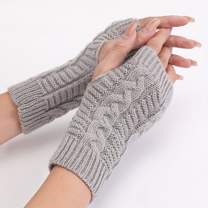 [Cozy Comfort] Women'S White Half-Finger Gloves - Elastic Fingerless Warmth, Stretchy & Comfortable for Winter Touchscreen Use, Winter Gloves SS69