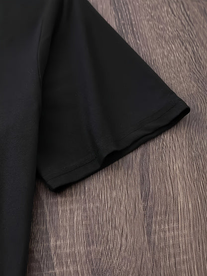 Women's Anime Cat Girl Graphic T-Shirt - Black Polyester, Short Sleeve Crew Neck, Casual Summer & Spring Top, Machine Washable SS69