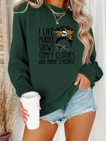 Women's Funny Murder Show Graphic Sweatshirt - Crime Drama TV Fan Apparel - Soft Polyester Pullover Sweater - Long Sleeve Round Neck Casual Sweater for Fall/Winter - Funny TV Show Outfit Gift for s & Women - Machine Washable SS69