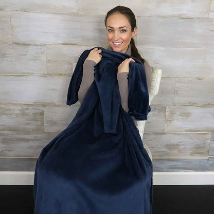 Travel Blanket and Pillow - Ultra-Soft, Compact & Lightweight, 65x40 Inches, with Carry Case, Luggage Sleeve & Backpack Clip for Airplane Comfort