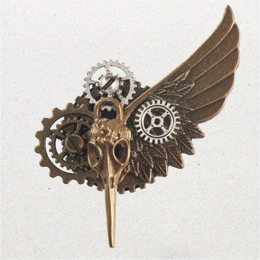 1pc Bird Bone Gear Brooch, Wings Design, Gothic Pin, Accessories For Men Daily Life Formal Events Performance, Great Gift SS69