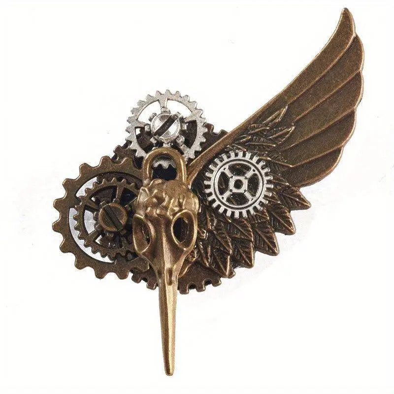 1pc Bird Bone Gear Brooch, Wings Design, Gothic Pin, Accessories For Men Daily Life Formal Events Performance, Great Gift SS69