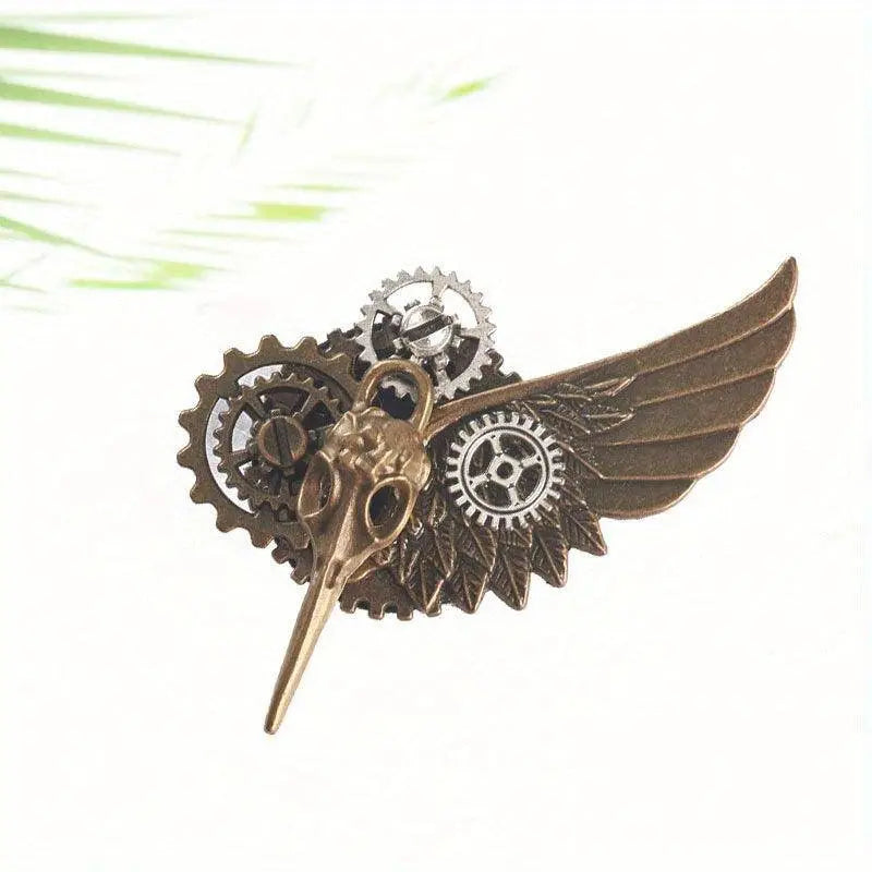 1pc Bird Bone Gear Brooch, Wings Design, Gothic Pin, Accessories For Men Daily Life Formal Events Performance, Great Gift SS69