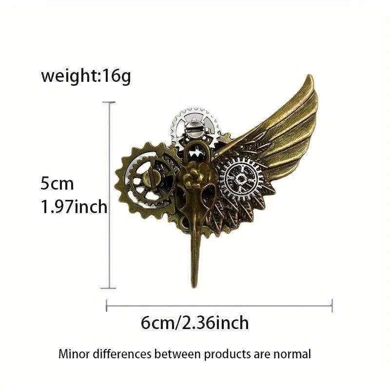 1pc Bird Bone Gear Brooch, Wings Design, Gothic Pin, Accessories For Men Daily Life Formal Events Performance, Great Gift SS69