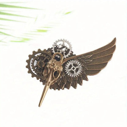 1pc Bird Bone Gear Brooch, Wings Design, Gothic Pin, Accessories For Men Daily Life Formal Events Performance, Great Gift SS69