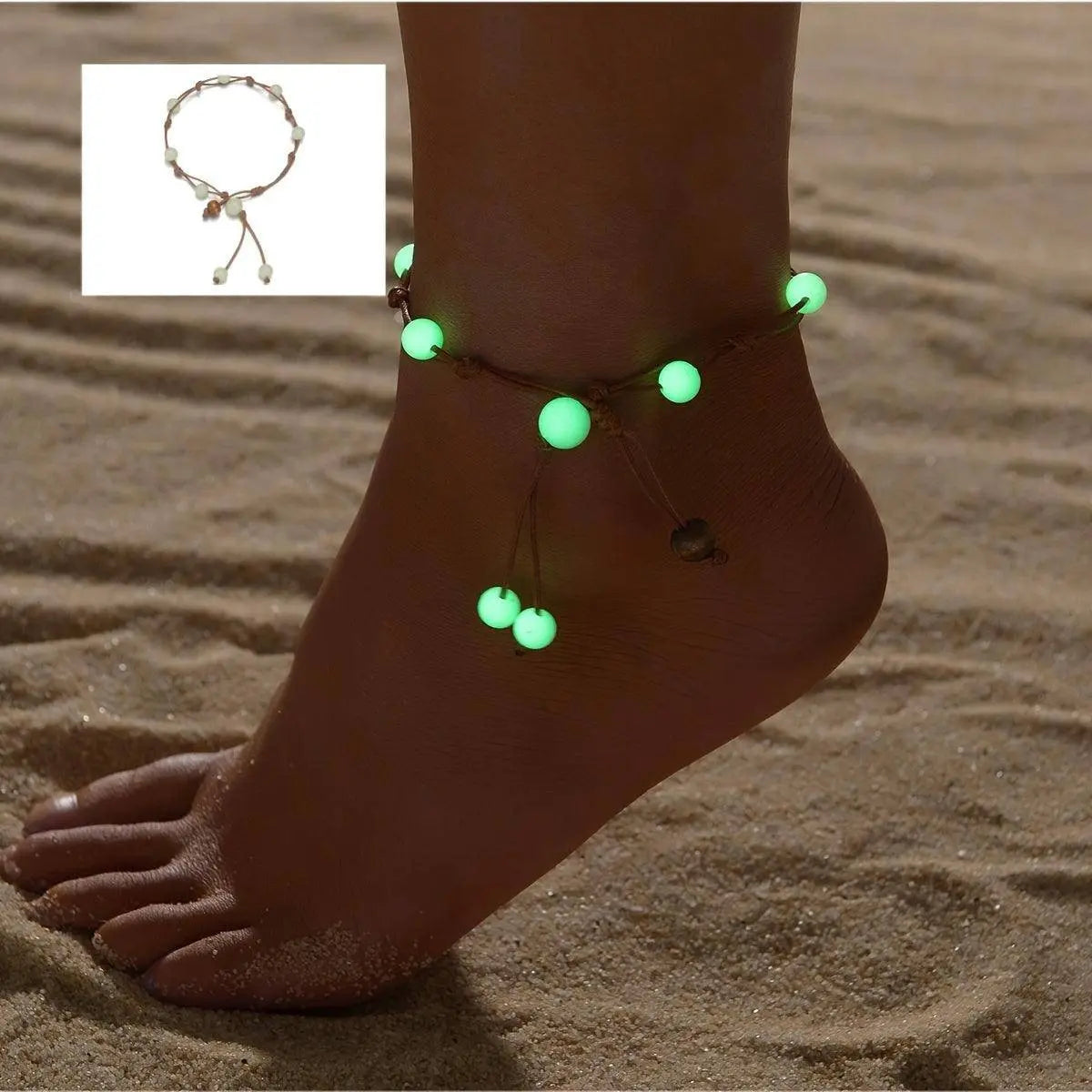 1pc Bohemian Style Retro Glow-in-the-Dark Acrylic Bead Anklet, Fashion Vacation Single Strand Foot Jewelry Gift for Party For Music Festival SS69