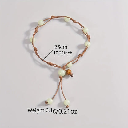 1pc Bohemian Style Retro Glow-in-the-Dark Acrylic Bead Anklet, Fashion Vacation Single Strand Foot Jewelry Gift for Party For Music Festival SS69