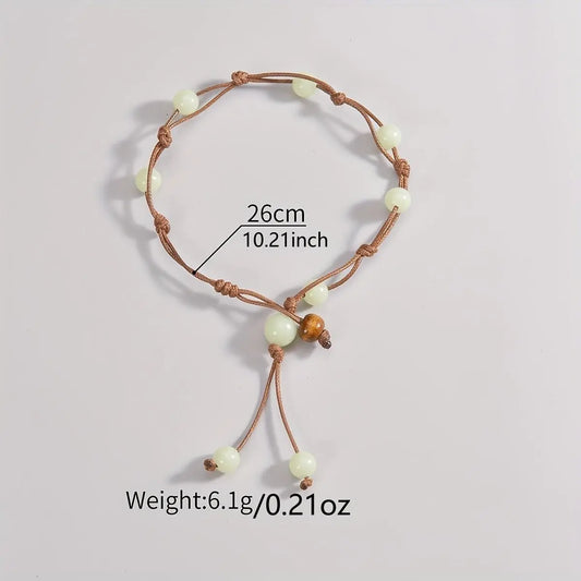 1pc Bohemian Style Retro Glow-in-the-Dark Acrylic Bead Anklet, Fashion Vacation Single Strand Foot Jewelry Gift for Party For Music Festival SS69