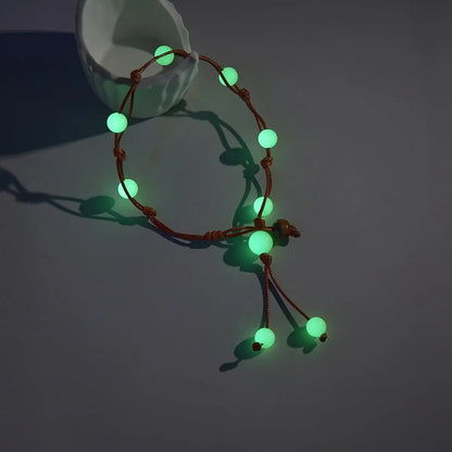 1pc Bohemian Style Retro Glow-in-the-Dark Acrylic Bead Anklet, Fashion Vacation Single Strand Foot Jewelry Gift for Party For Music Festival SS69