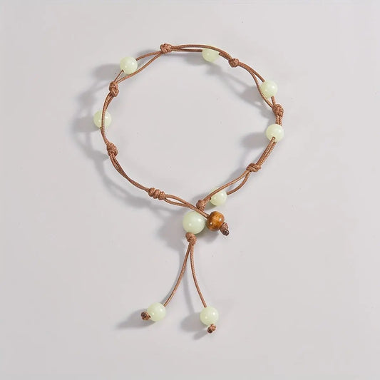 1pc Bohemian Style Retro Glow-in-the-Dark Acrylic Bead Anklet, Fashion Vacation Single Strand Foot Jewelry Gift for Party For Music Festival SS69