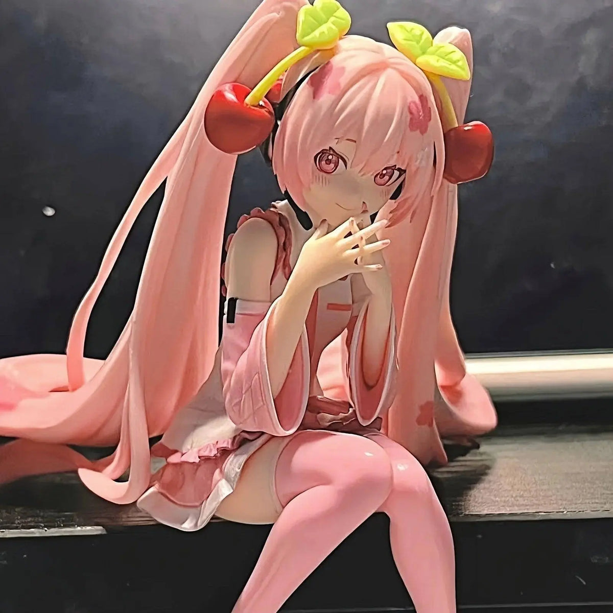 1pc Cute Anime Figures Cake Toppers Pink, Pretty Girl With Cherry Action Figures Girls Model Collection Gifts For Girls And Boys - SS69