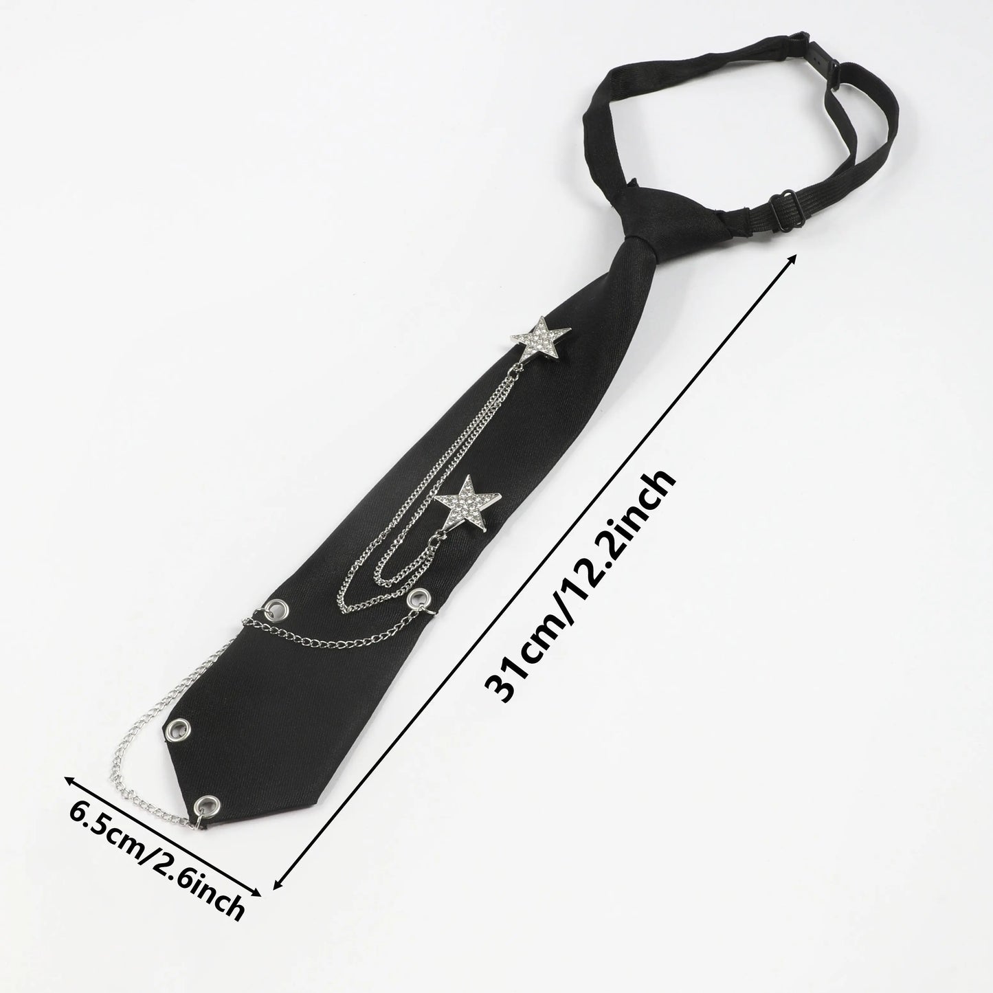 1pc Fashion JK Tie With Rhinestone Stars Decorative Chain, Ideal Choice For Gifts SS69