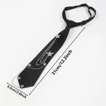 1pc Fashion JK Tie With Rhinestone Stars Decorative Chain, Ideal Choice For Gifts SS69