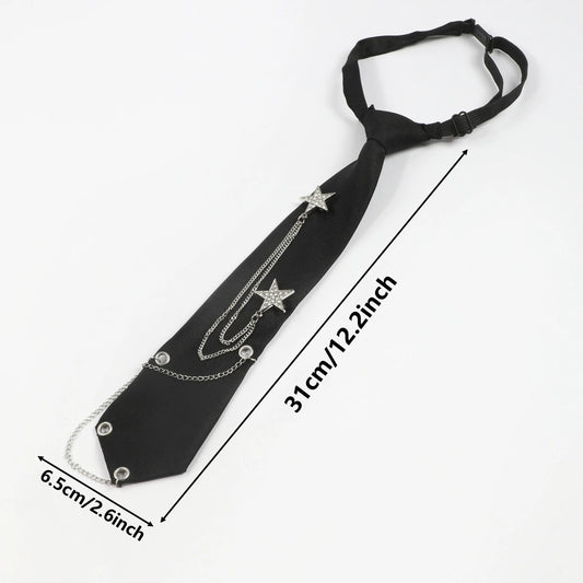 1pc Fashion JK Tie With Rhinestone Stars Decorative Chain, Ideal Choice For Gifts SS69