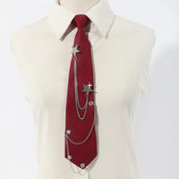 1pc Fashion JK Tie With Rhinestone Stars Decorative Chain, Ideal Choice For Gifts SS69