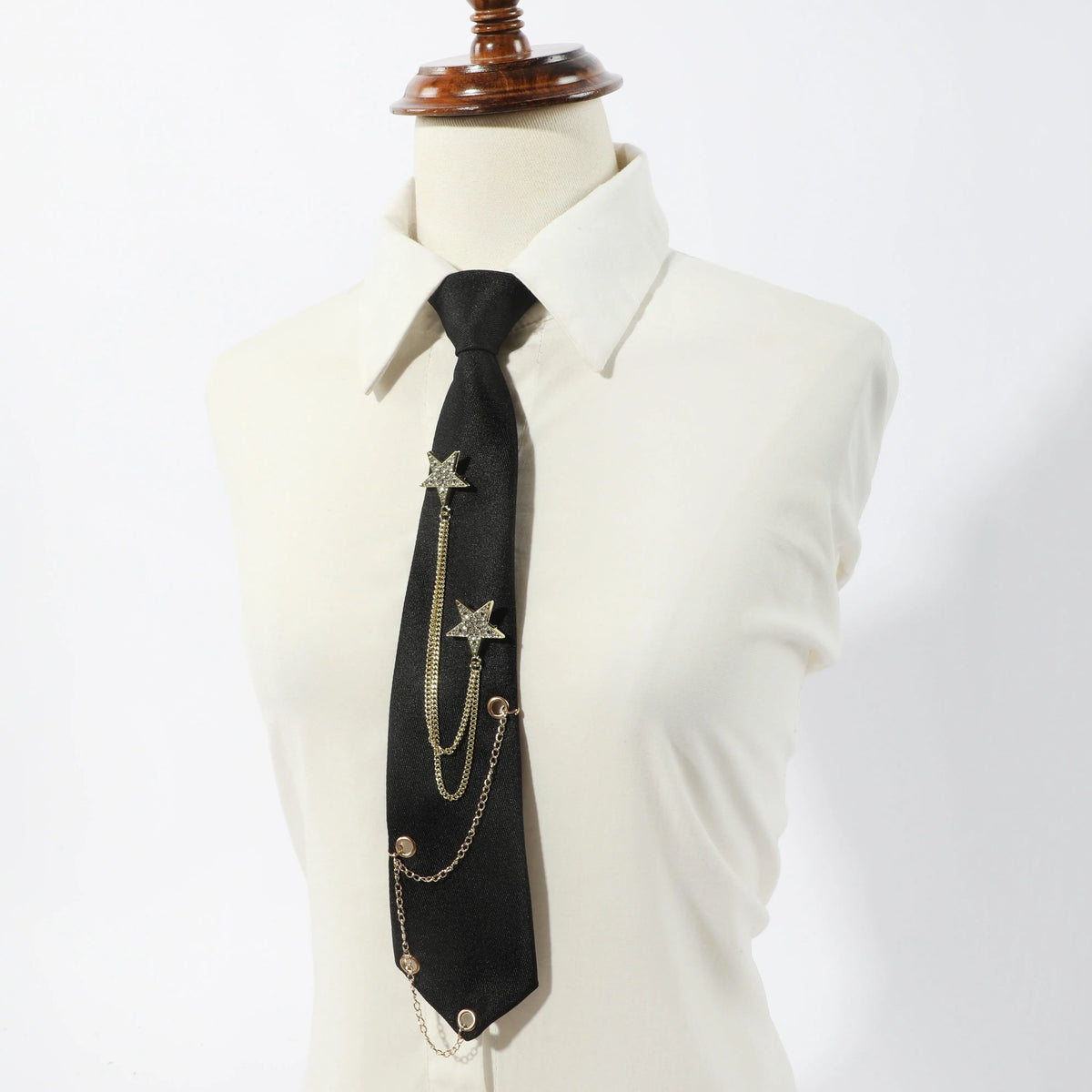 1pc Fashion JK Tie With Rhinestone Stars Decorative Chain, Ideal Choice For Gifts SS69
