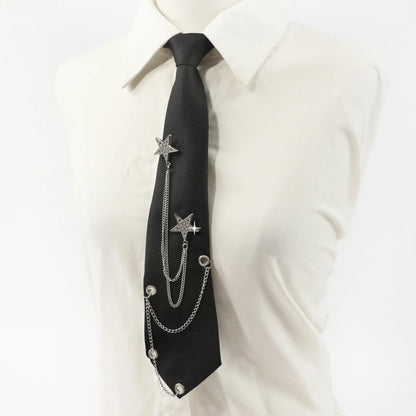1pc Fashion JK Tie With Rhinestone Stars Decorative Chain, Ideal Choice For Gifts SS69