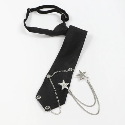 1pc Fashion JK Tie With Rhinestone Stars Decorative Chain, Ideal Choice For Gifts SS69