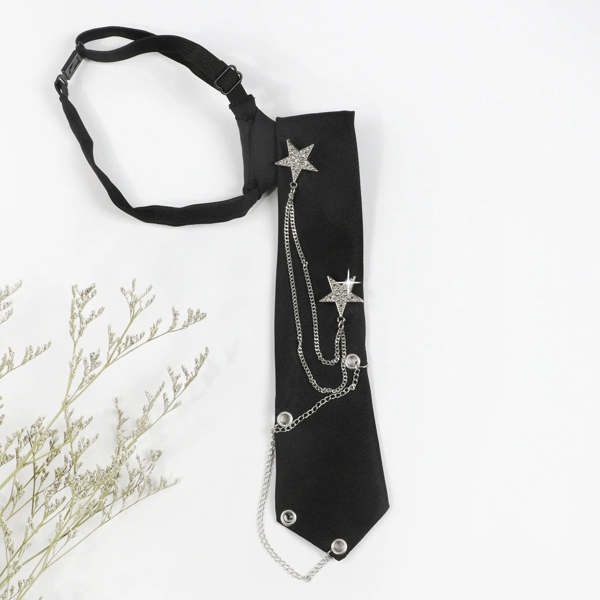 1pc Fashion JK Tie With Rhinestone Stars Decorative Chain, Ideal Choice For Gifts SS69