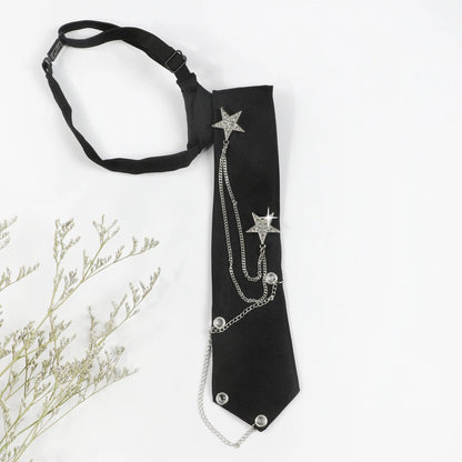 1pc Fashion JK Tie With Rhinestone Stars Decorative Chain, Ideal Choice For Gifts SS69
