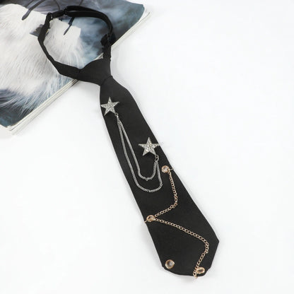 1pc Fashion JK Tie With Rhinestone Stars Decorative Chain, Ideal Choice For Gifts SS69