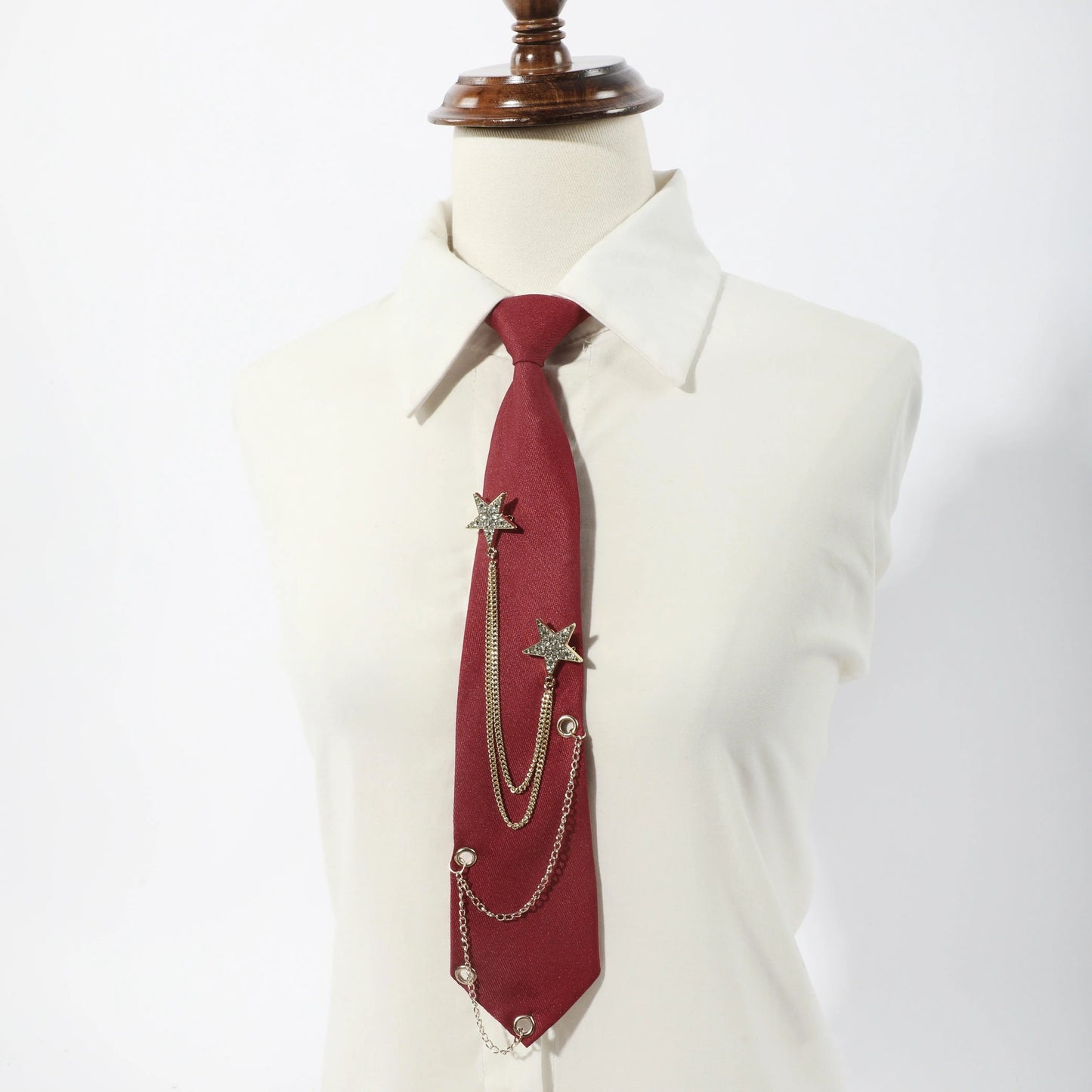 1pc Fashion JK Tie With Rhinestone Stars Decorative Chain, Ideal Choice For Gifts SS69