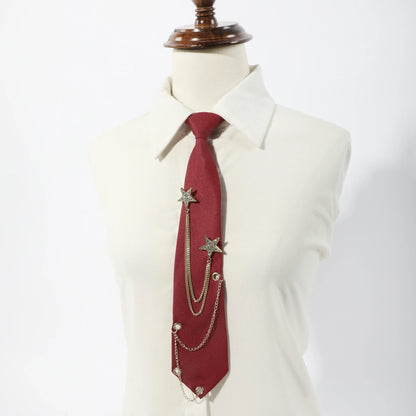 1pc Fashion JK Tie With Rhinestone Stars Decorative Chain, Ideal Choice For Gifts SS69
