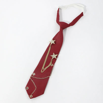 1pc Fashion JK Tie With Rhinestone Stars Decorative Chain, Ideal Choice For Gifts SS69