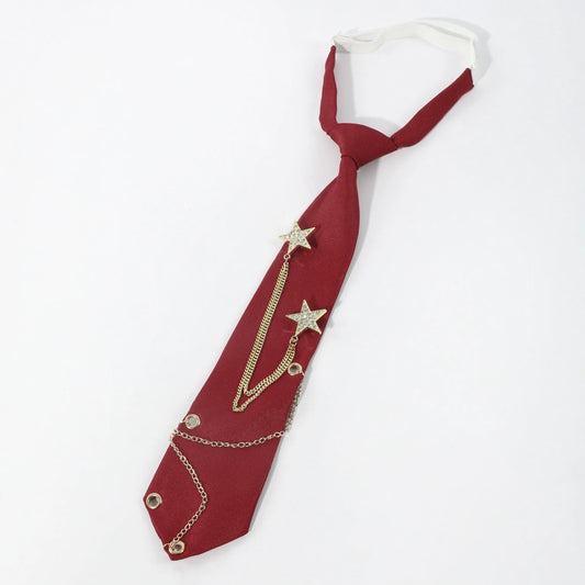 1pc Fashion JK Tie With Rhinestone Stars Decorative Chain, Ideal Choice For Gifts SS69