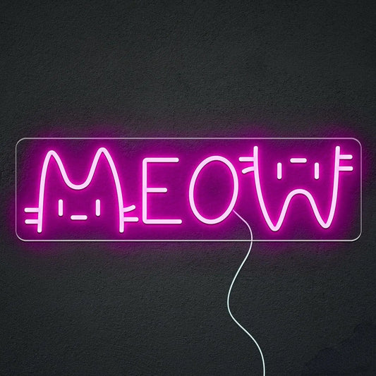 1pc LED Neon Sign Light, Pink "Meow" Cat Shaped Wall Decor Light, Bright Neon Light With USB For Girls Bedroom Decoration, 5V Adjustable Lighting, Perfect For Room Accent SS69