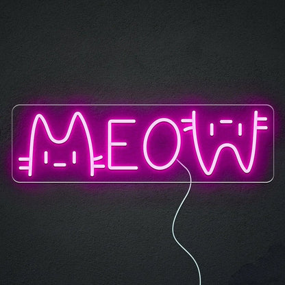 1pc LED Neon Sign Light, Pink "Meow" Cat Shaped Wall Decor Light, Bright Neon Light With USB For Girls Bedroom Decoration, 5V Adjustable Lighting, Perfect For Room Accent SS69 28.69 pink / 43.61*13.0cm
